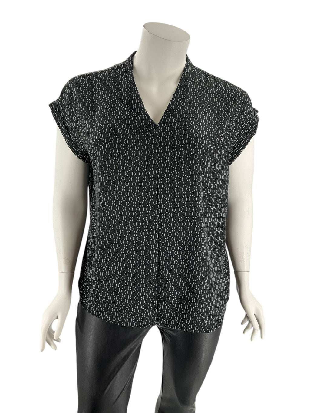 Pleione Black/White Print Pre-Owned Ladies Casual Top -  Size XXL