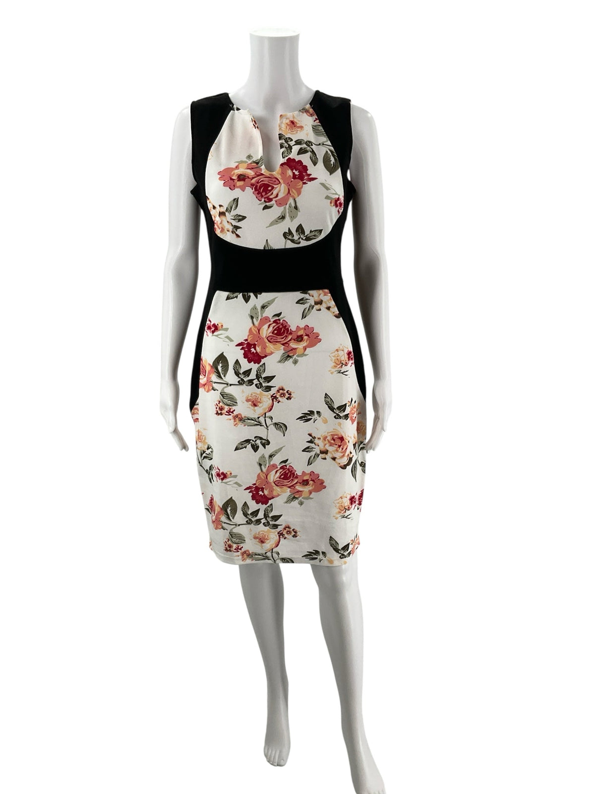 Fantaist White/Black/Pink Floral Pre-Owned Ladies New With Tags Dress - Size Medium