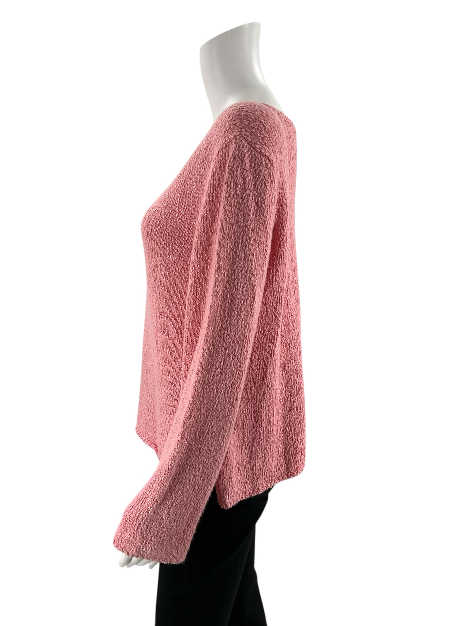 No Brand - Pink Solid Pre-Owned Ladies Casual Top - Size Large