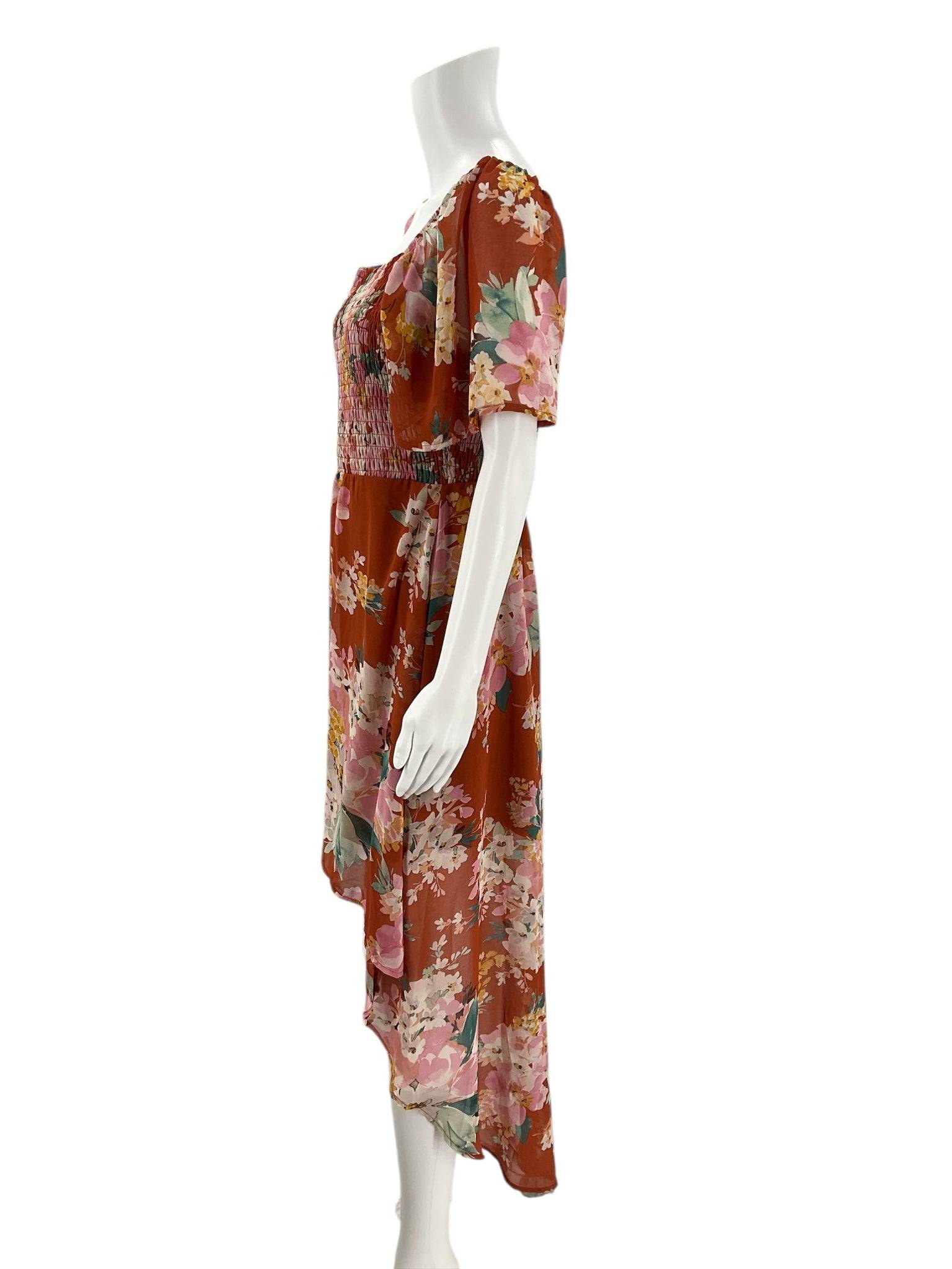Lily Rose Orange/Pink Floral Ladies Pre-Owned Dress - Size XL - Margaret’s Fine Consignment