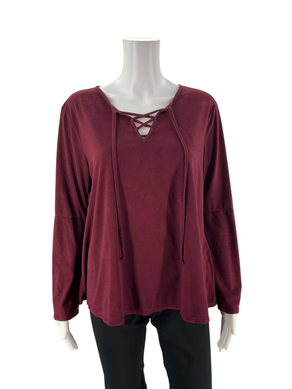 Fantastic Fawn Maroon Solid Pre-Owned Ladies Top - Size Large