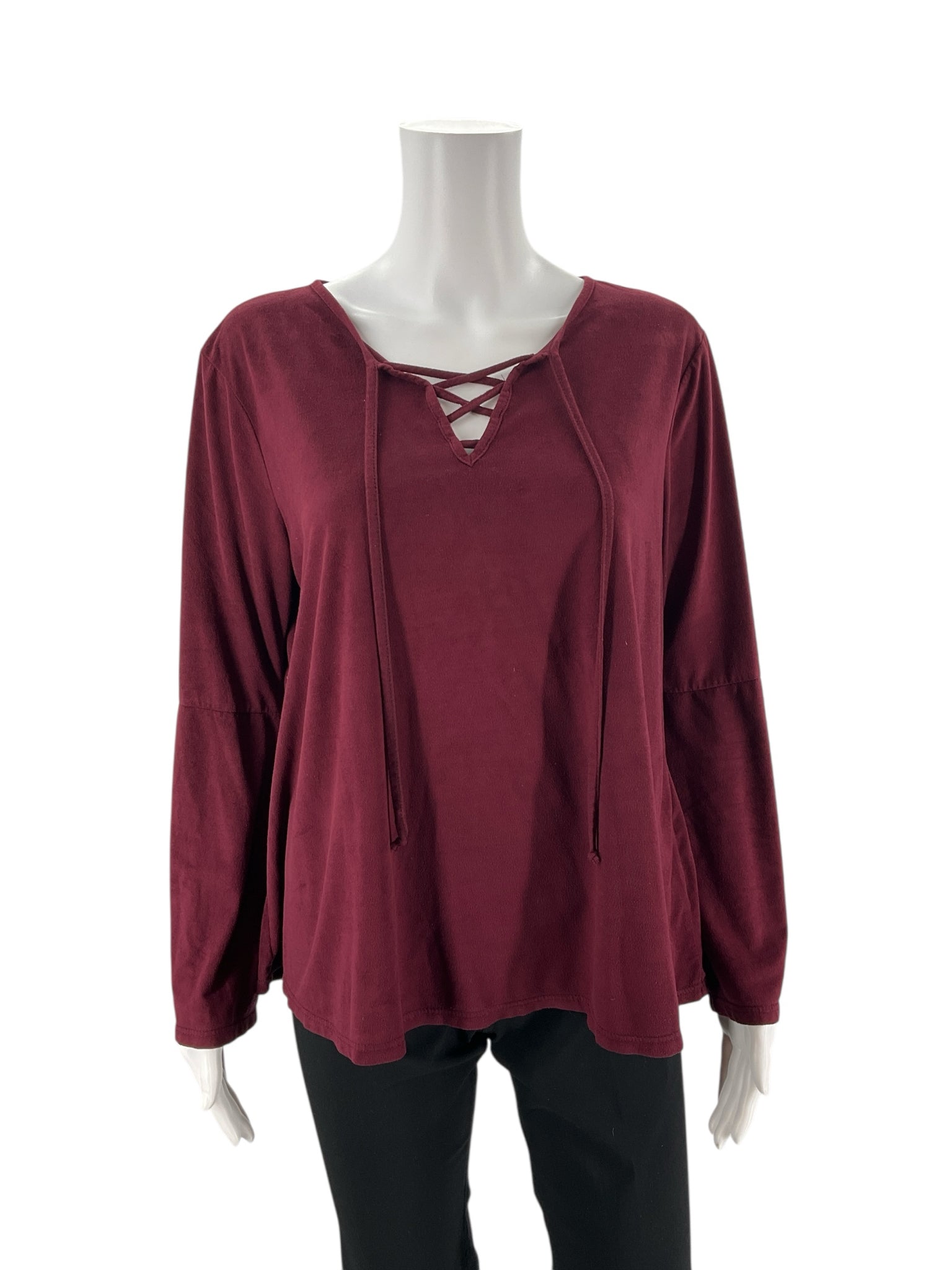 Fantastic Fawn Maroon Solid Pre-Owned Ladies Top - Size Large