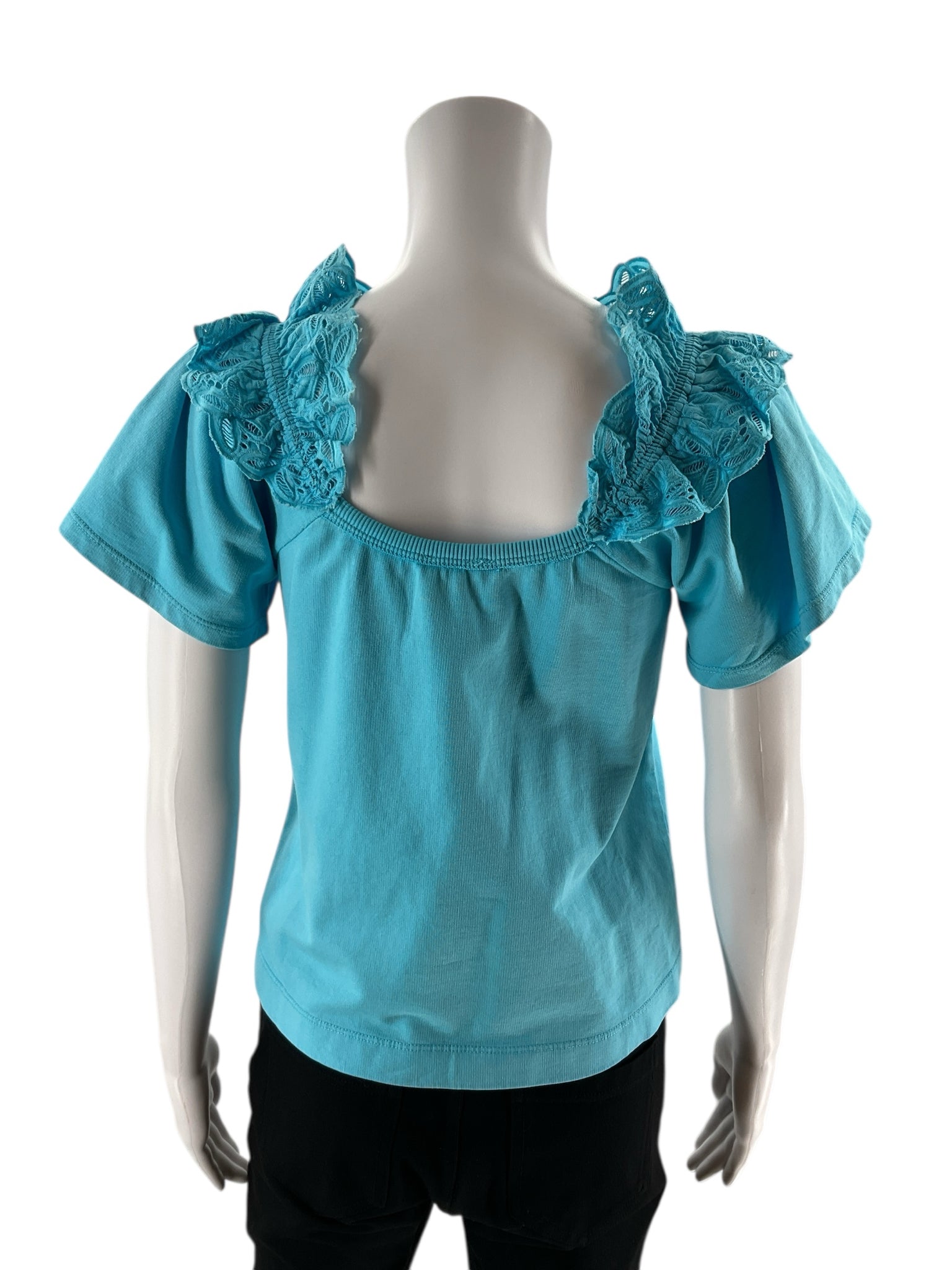 Pilcro - Turqoise Lace Pre-Owned Ladies Casual Top - Size XS