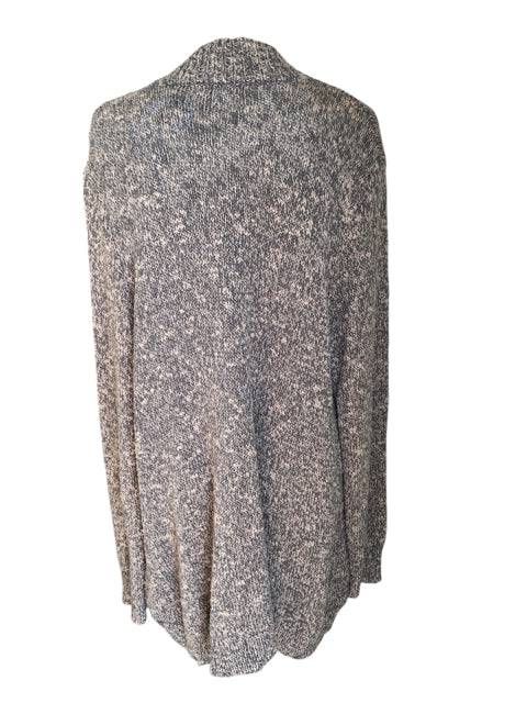 Back view of Cabi Shrug Size XL in brown, showcasing its draped silhouette and textured knit. Ideal for layering in cool weather.
