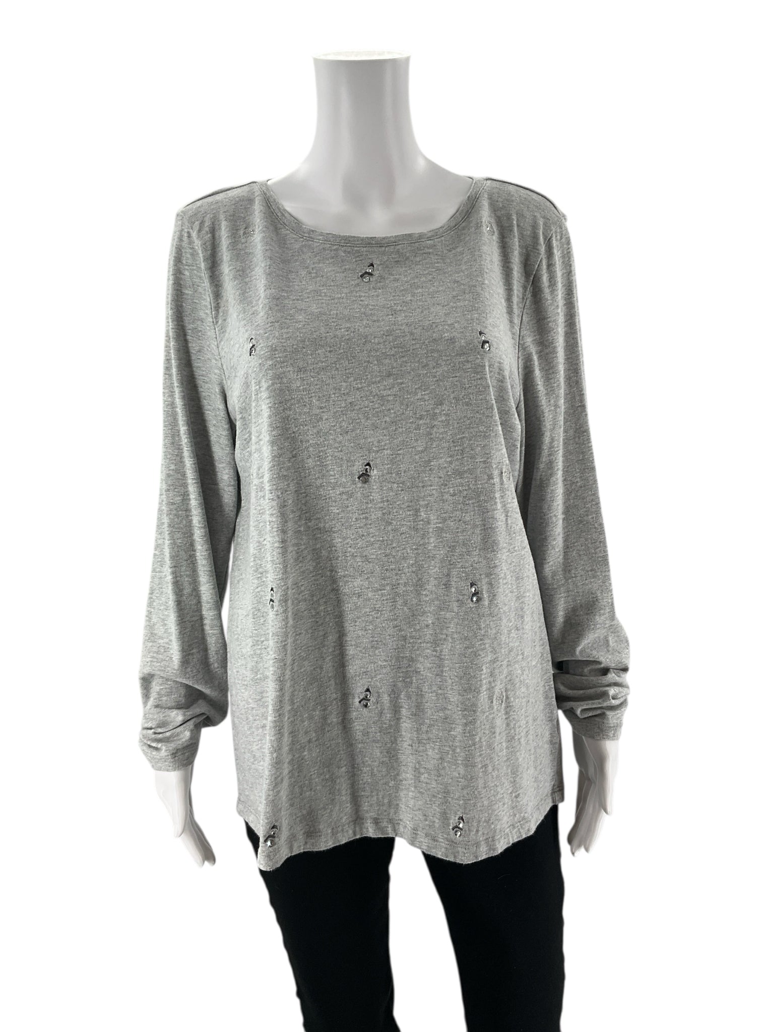 Talbots - Gray Rhinestones Pre-Owned Ladies Casual Top - Size XL