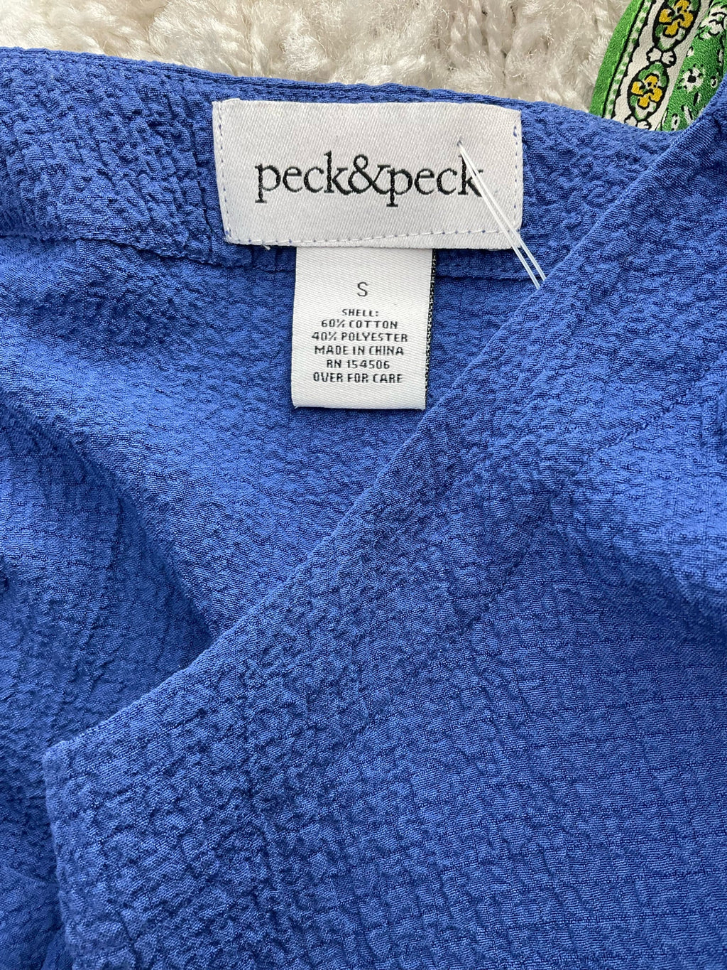 Peck & Peck - Blue Textured Pre-Owned Ladies Casual Top - Size Small