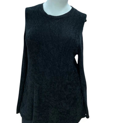 Black sleeveless sweater on a mannequin against a white background