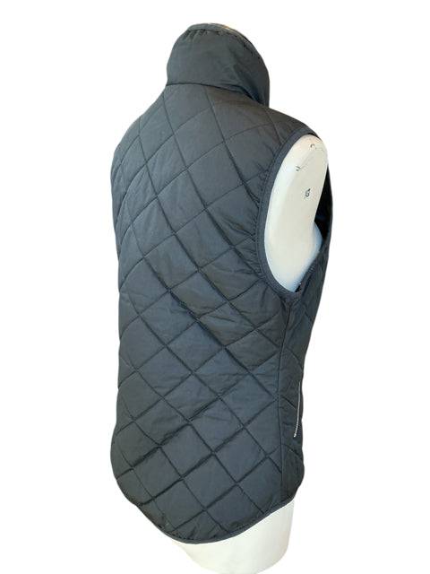Back view of Old Navy Black Quilted Vest Size XS showcasing diamond stitching and high collar for stylish outerwear layering.