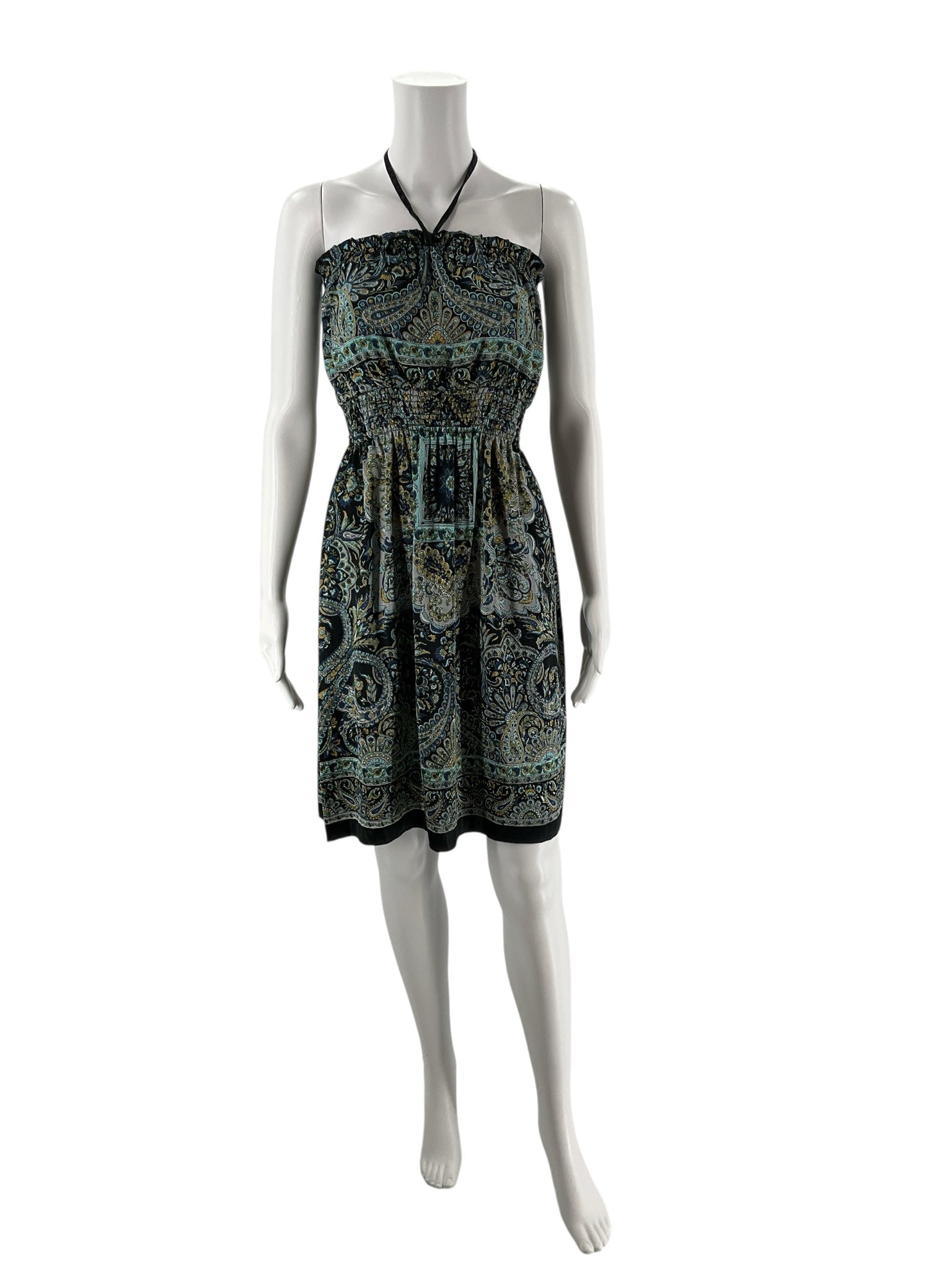 Classique Black/Blue Paisley Pre-Owned Ladies Dress - Size Small