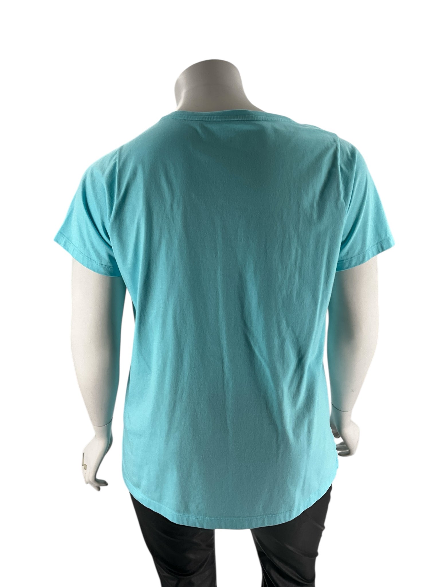 Lands End Aqua Solid Pre-Owned Ladies Casual Top -  Size 1X