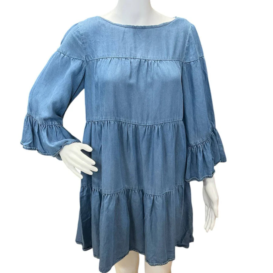 Zara Chambray Solid Pre-Owned Ladies Dress - Size XS