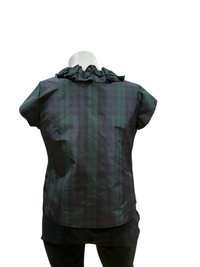 Talbots Green/Navy Plaid Pre-Owned Ladies New with Tags Top - Size 18