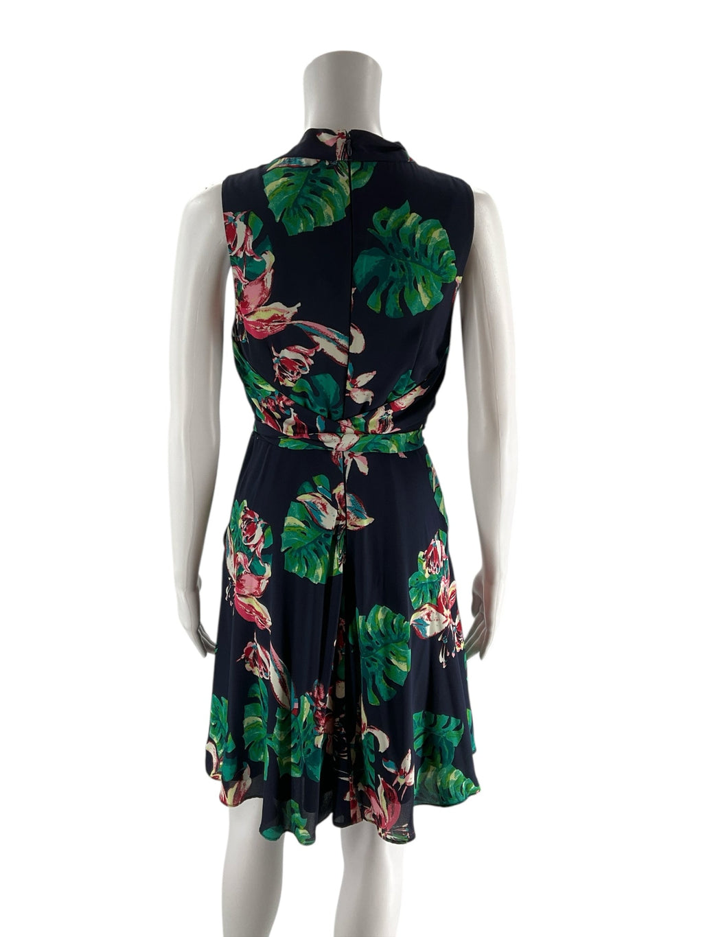 Tahari Navy/Green Floral Pre-Owned Ladies Dress - Size 2 Petite