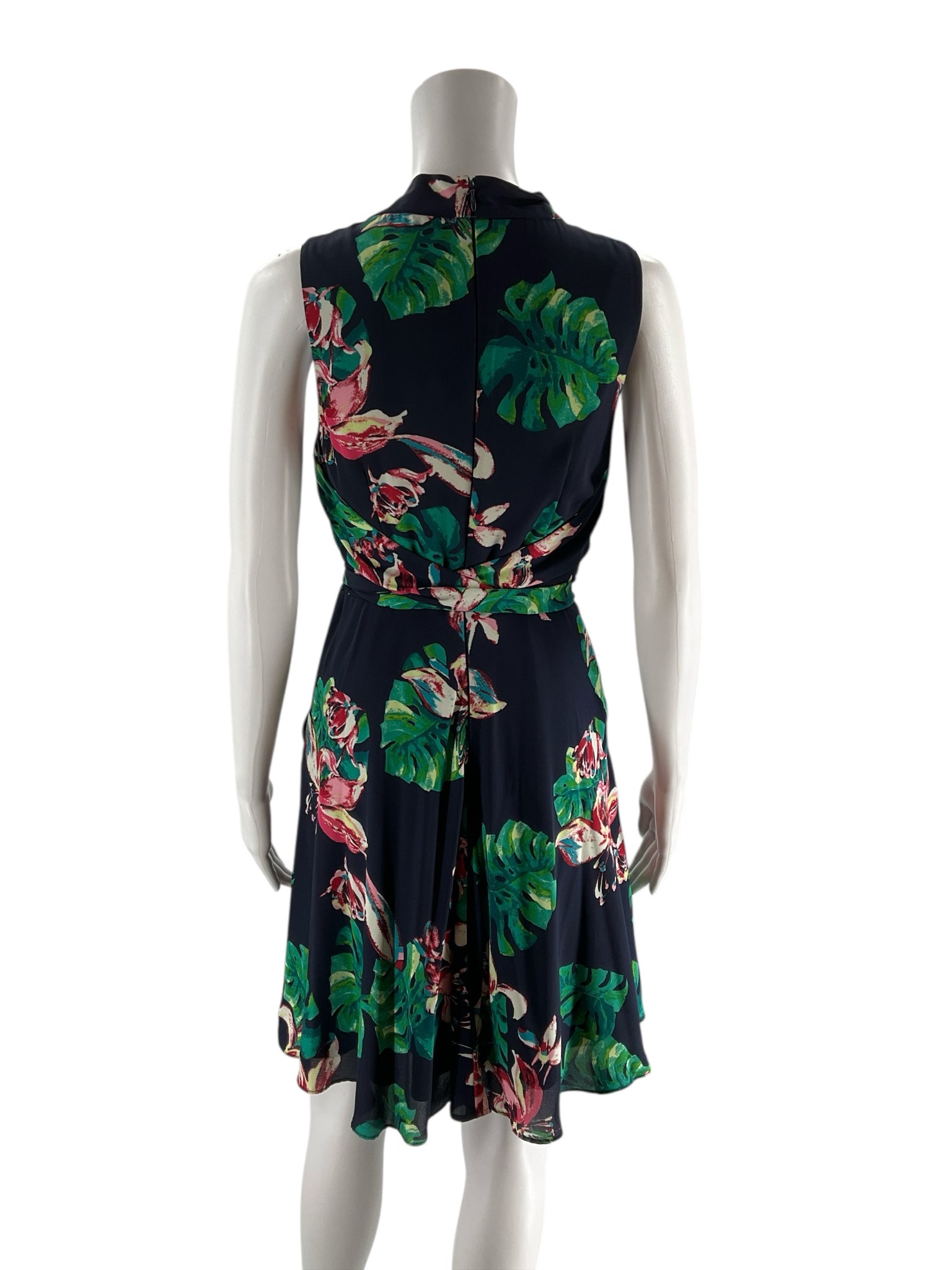 Tahari Navy/Green Floral Pre-Owned Ladies Dress - Size 2 Petite