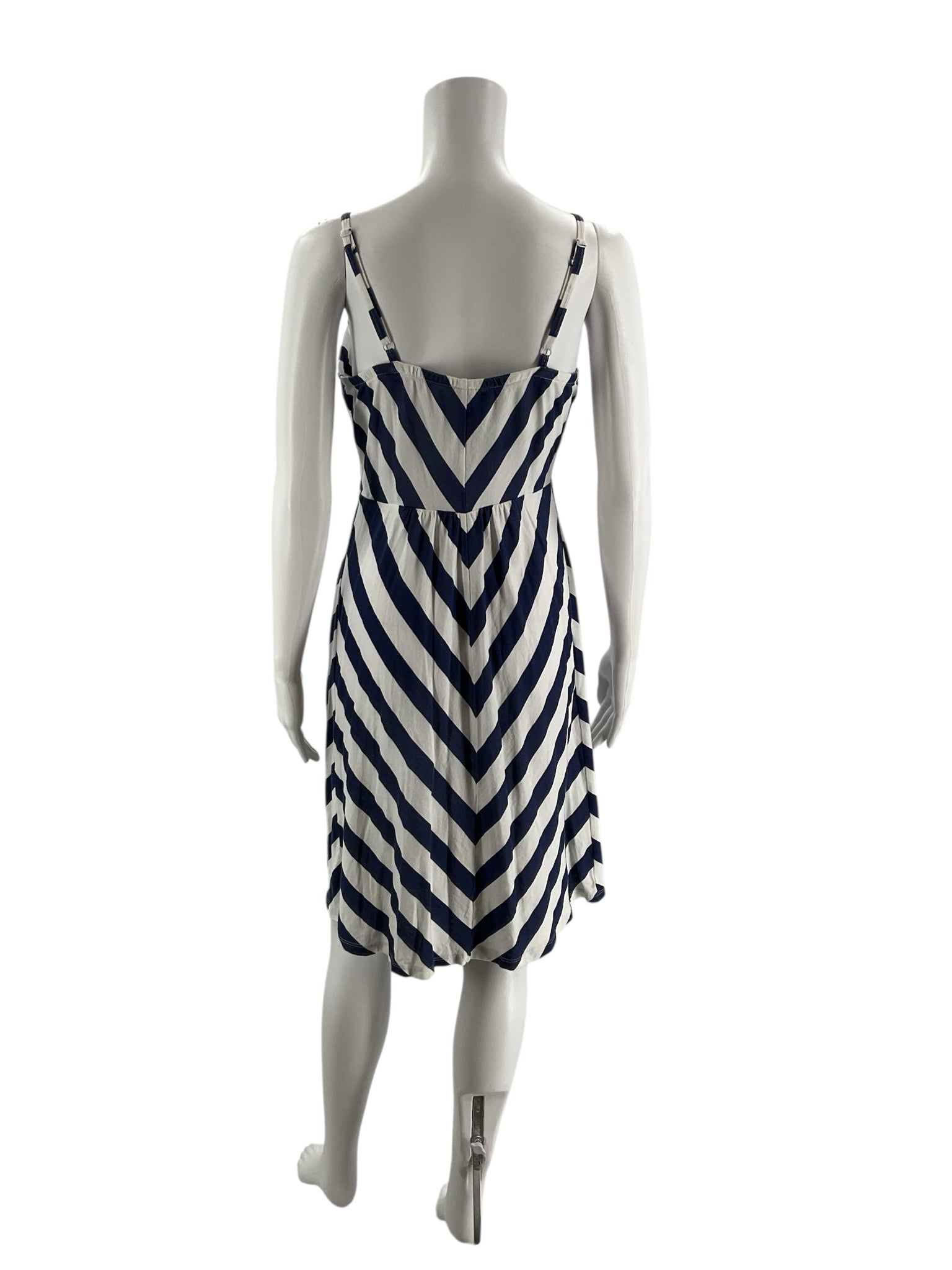 Old Navy White/Blue Stripe Pre-Owned Ladies Dress - Size Medium