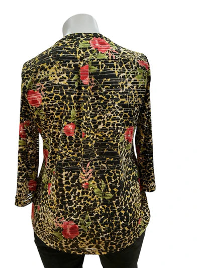 Cathy Daniels Black/Brown/Red Pre-Owned Ladies Top - Size Large