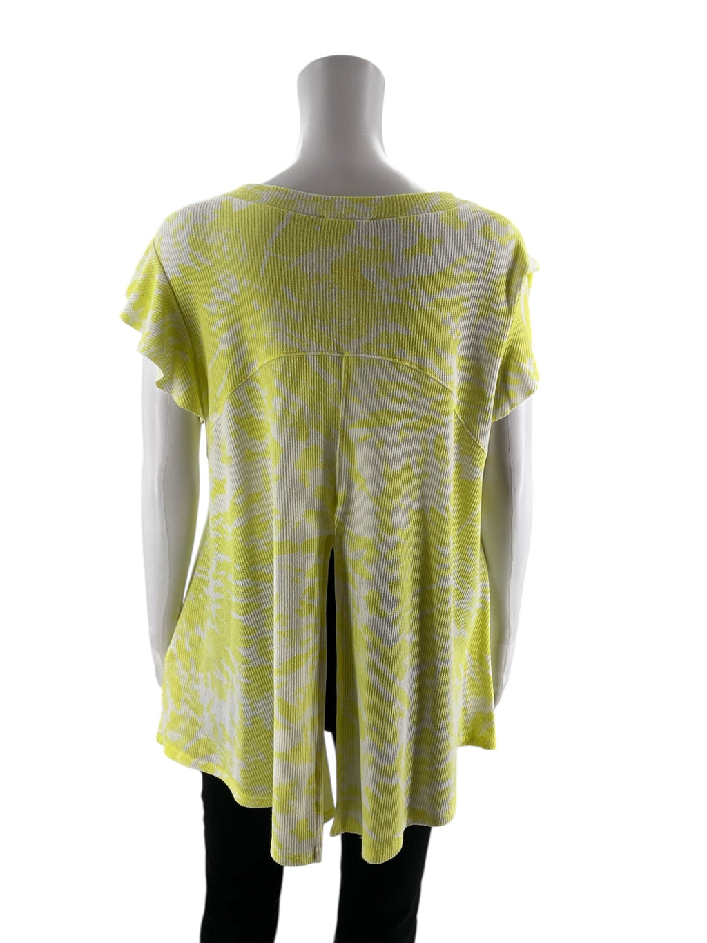 Bucket List - Yellow/White Waffle Tiedye Pre-Owned Ladies Top - Size Small
