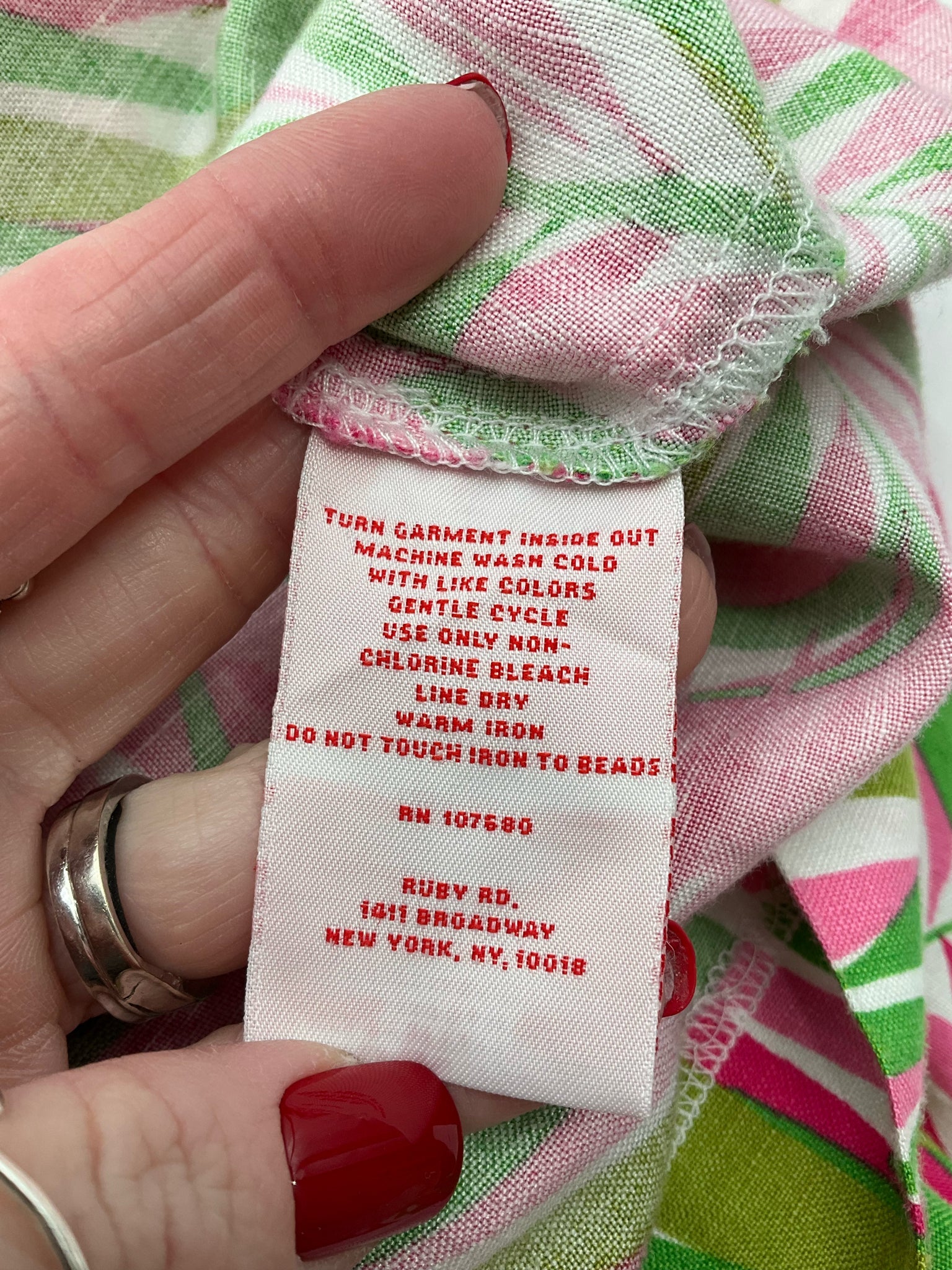 Ruby Rd Pink/White/Green Tropical Pre-Owned Ladies Dress - Size 12 Petite