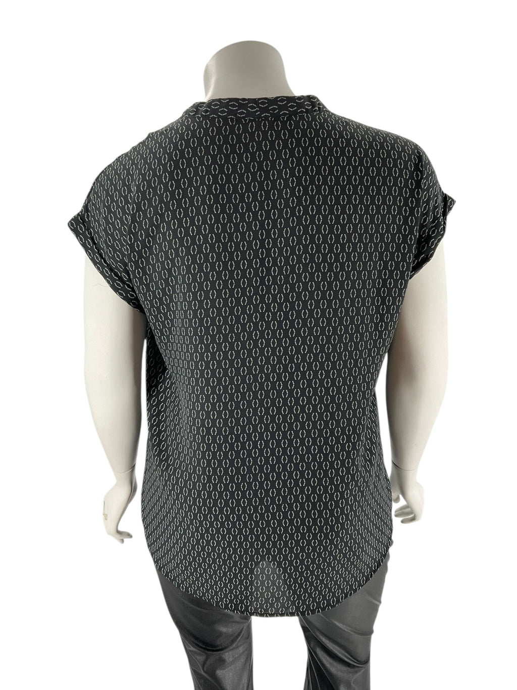 Pleione Black/White Print Pre-Owned Ladies Casual Top -  Size XXL