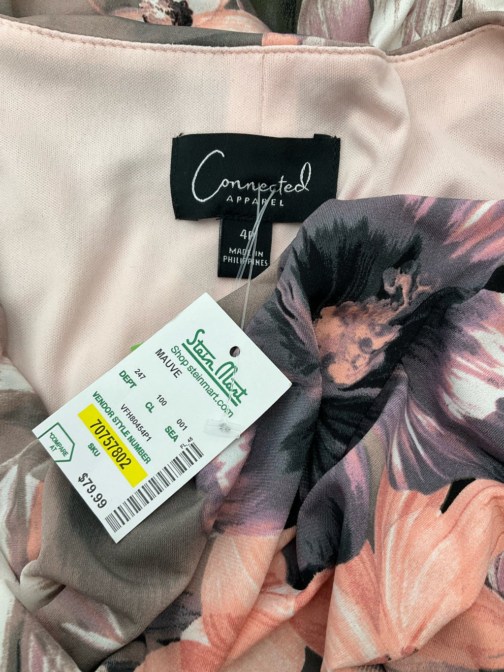 Connected Apparel Mauve/Purple Floral Pre-Owned Ladies Dress - Size 4 Petite