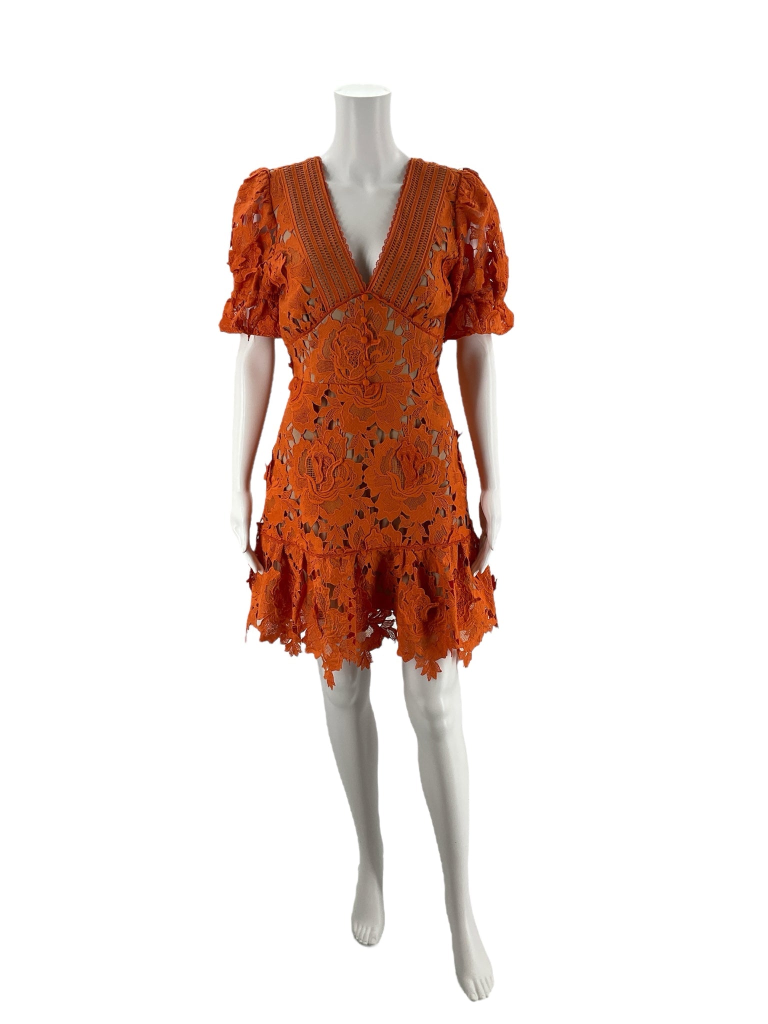 Adelyn Rae Orange/Tan Pre-Owned Ladies Dress - Size Small