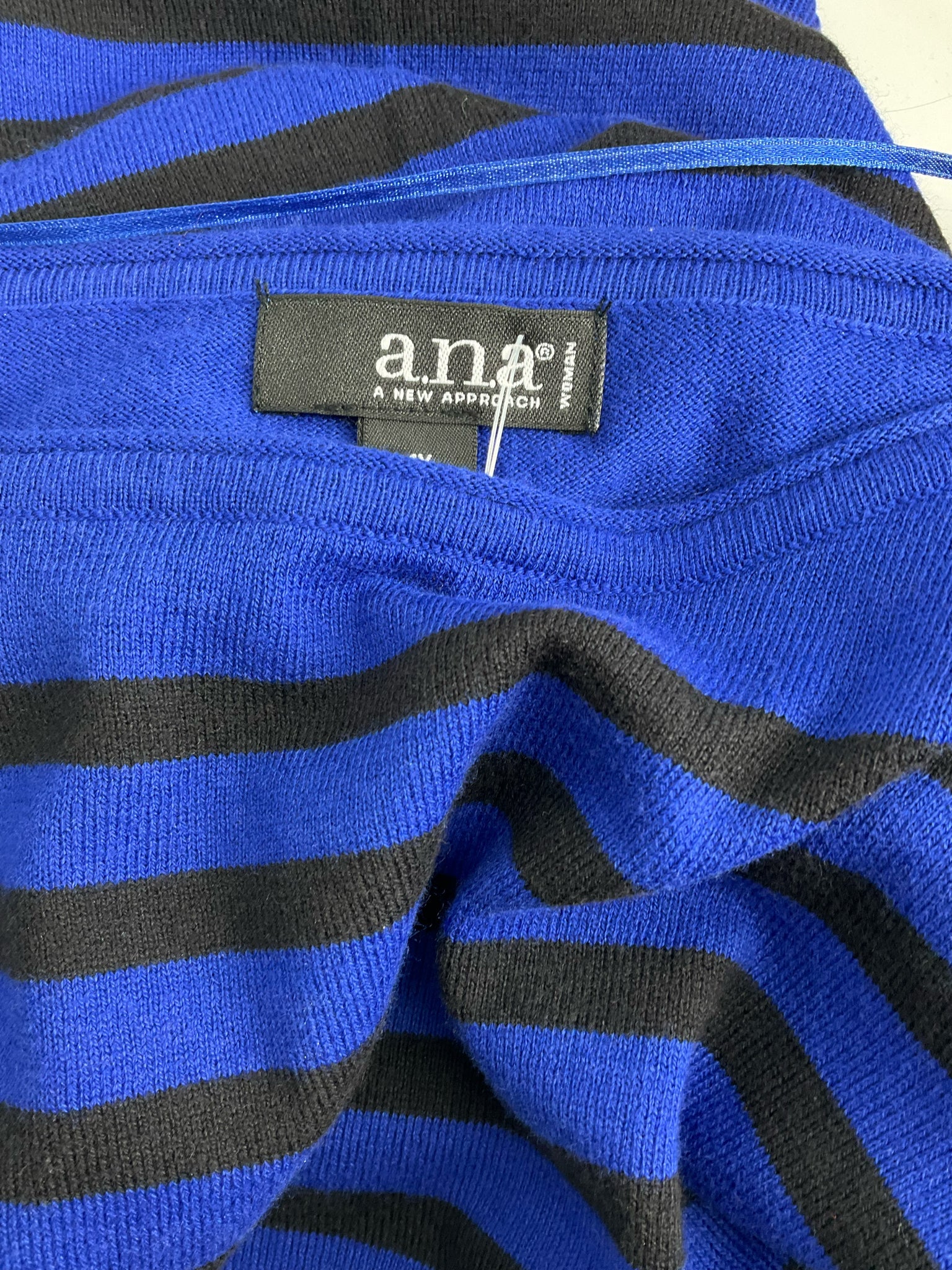 Ana Blue/Black Stripe Pre-Owned Ladies Casual Top -  Size 1X