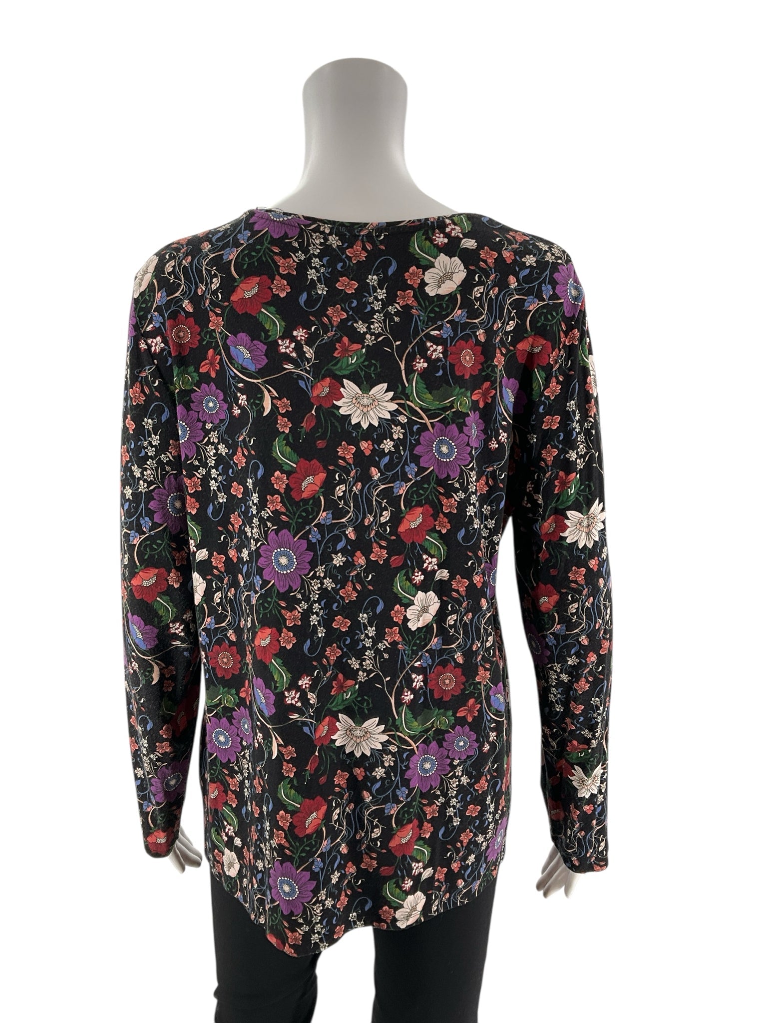 Chico Black/Multi Floral Pre-Owned Ladies Top - Size Large