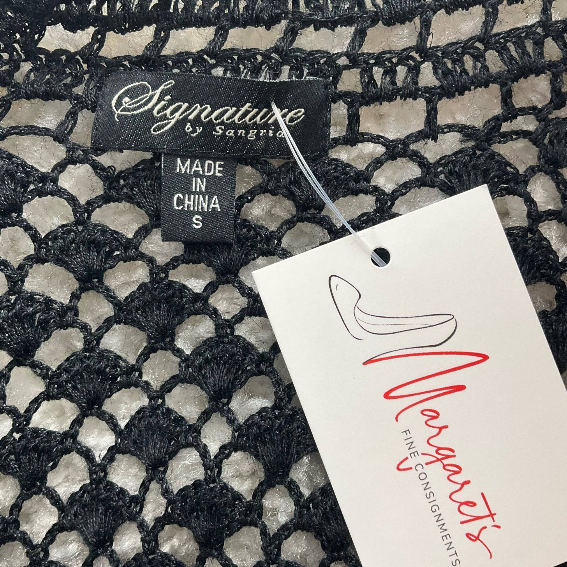 Signature Black Crochet Top - Size Small - Margaret’s Fine Consignment
