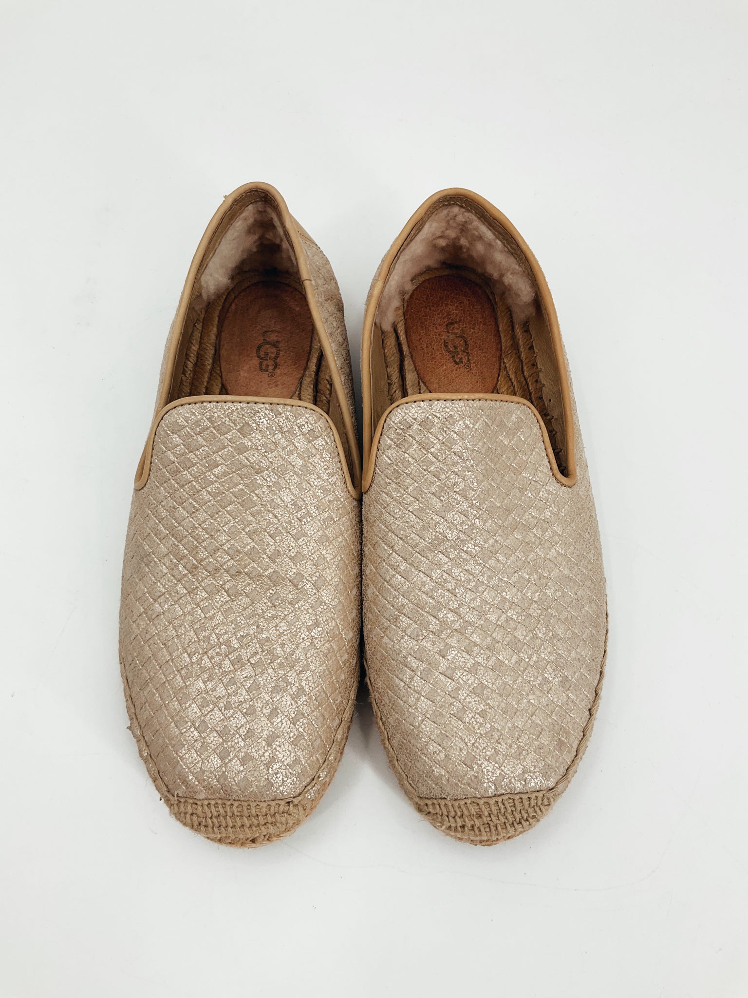 Ugg Tan Woven Pre-Owned Ladies Slip On -  Size 7