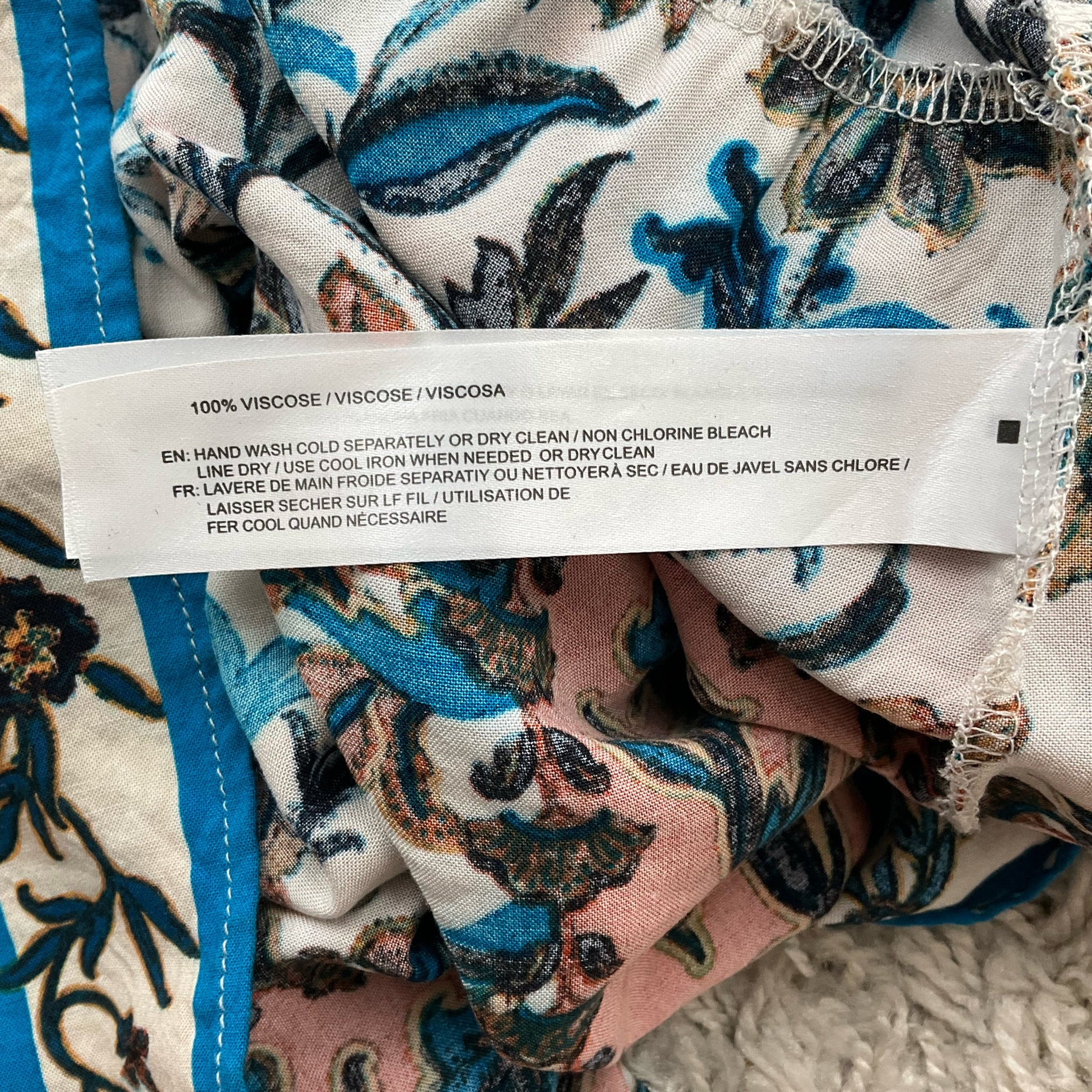 BOG Collective Tan/turquoise Floral Pre-Owned Ladies Dress - Size XS - Margaret’s Fine Consignment