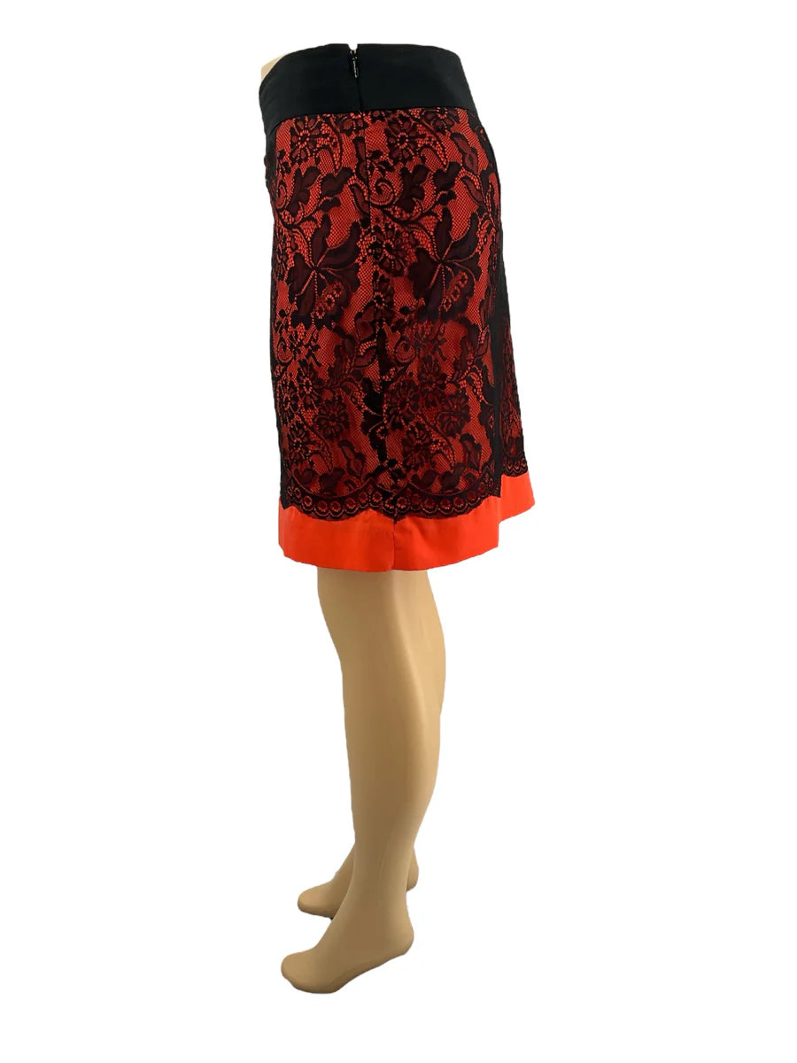 The Limited Orange/Black Lace Pre-Owned Ladies Skirt - Size 10
