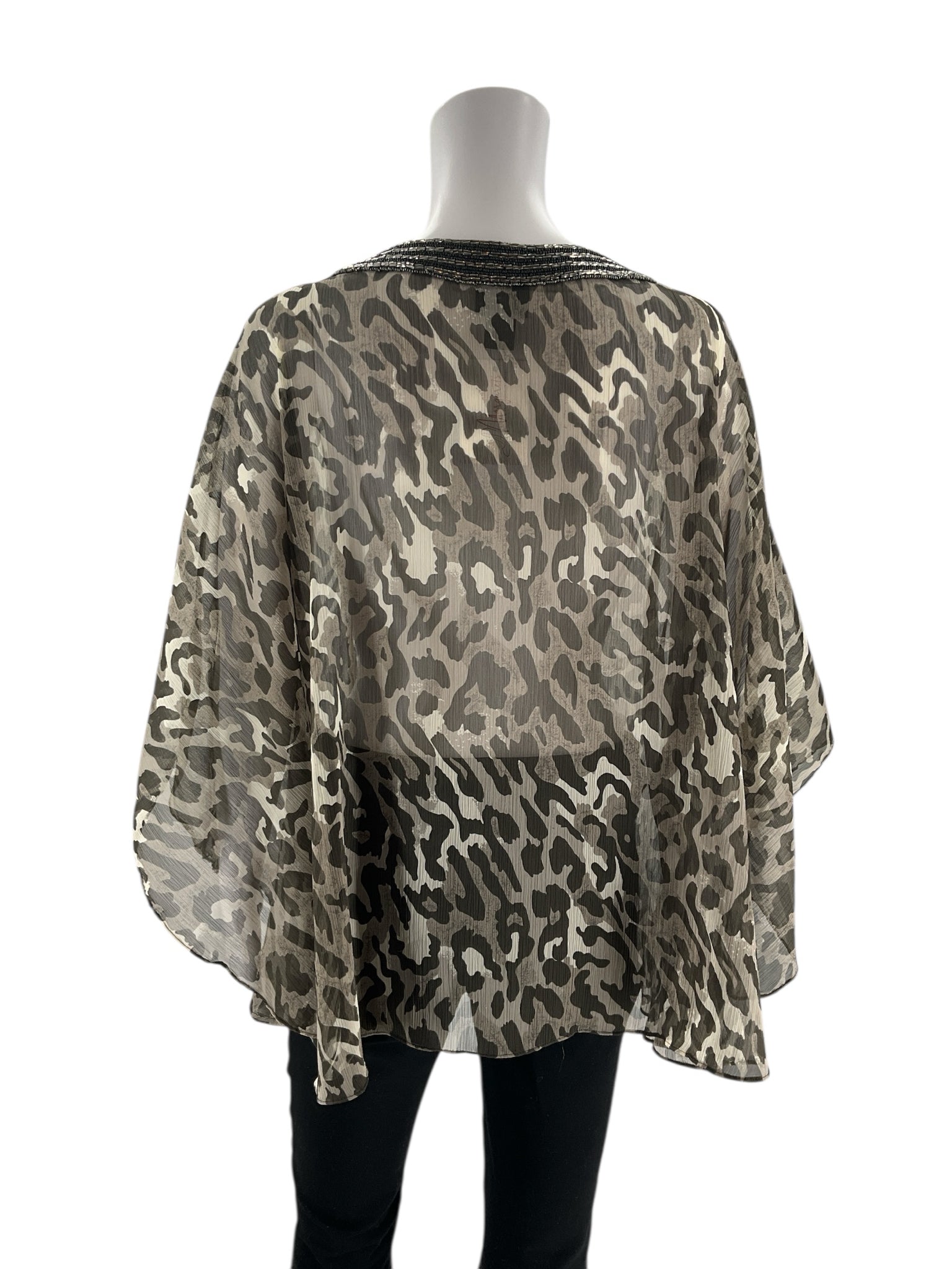Additions by Chicos - Gray/Black Animal Ladies Casual Top - Size L/XL