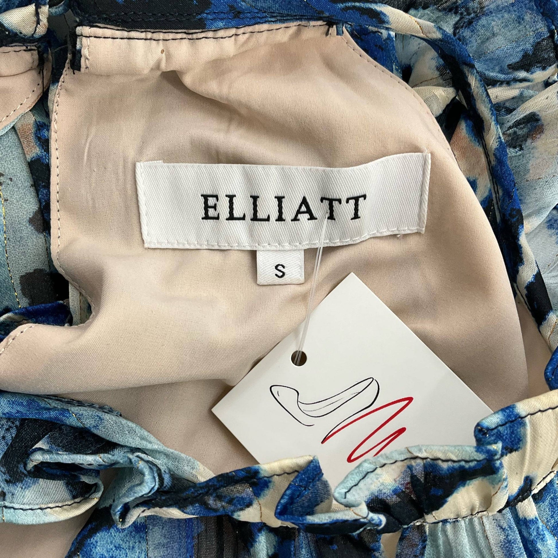 Elliatt – Blue & Peach Print Pre-Owned Maxi Dress - Size Small - Margaret’s Fine Consignment