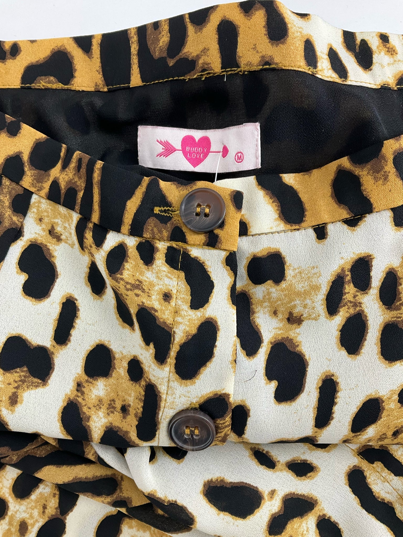 Buddy Love - cream/tan/black Animal Pre-Owned Ladies Skirt - Size Medium