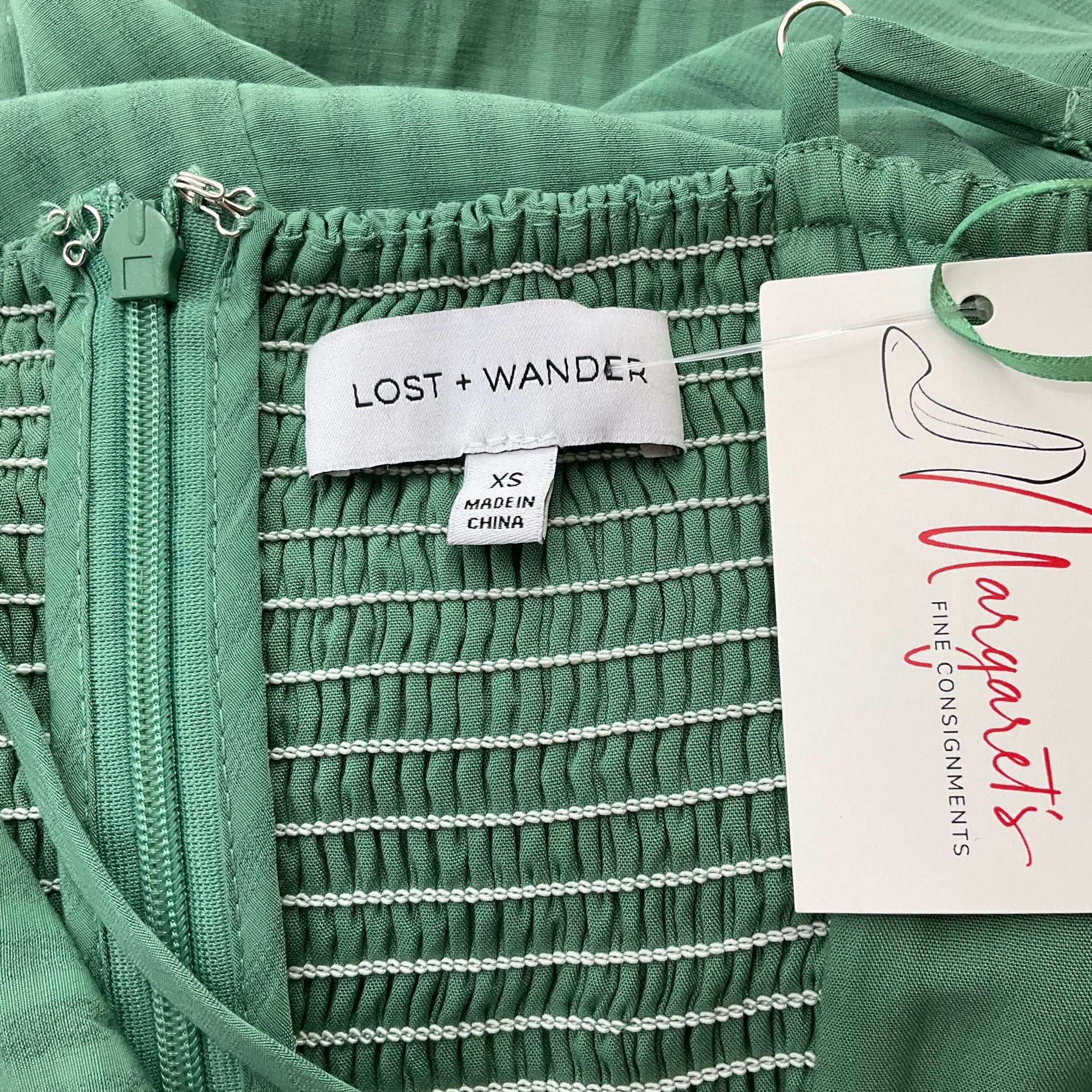 Lost & Wander Green Stripe Pre-Owned Ladies Dress - Size XS - Margaret’s Fine Consignment