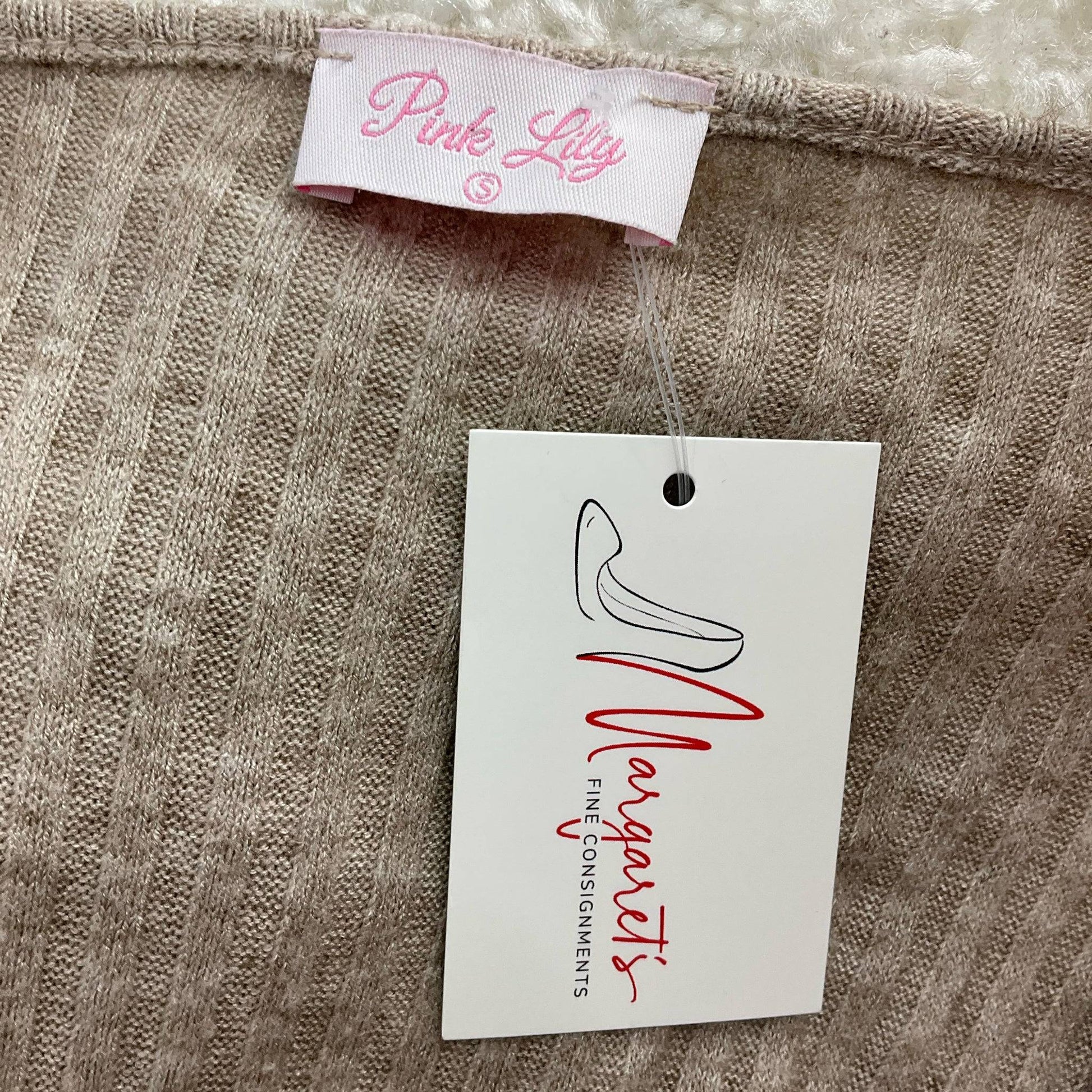 Pink Lily Beige Ribbed Top - Size Small - Margaret’s Fine Consignment