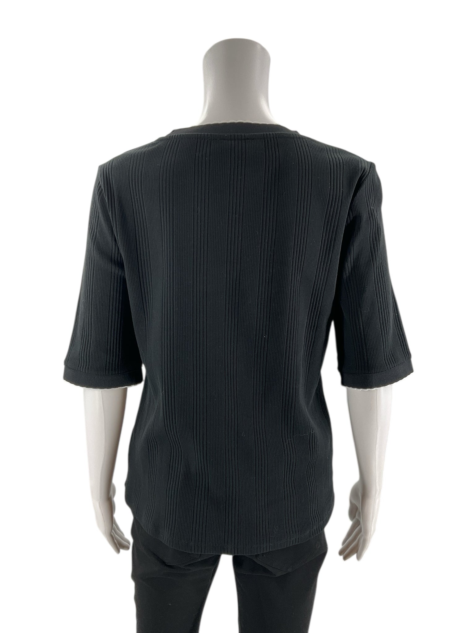 Talbots - Black Ribbed Pre-Owned Ladies Casual Top - Size Large