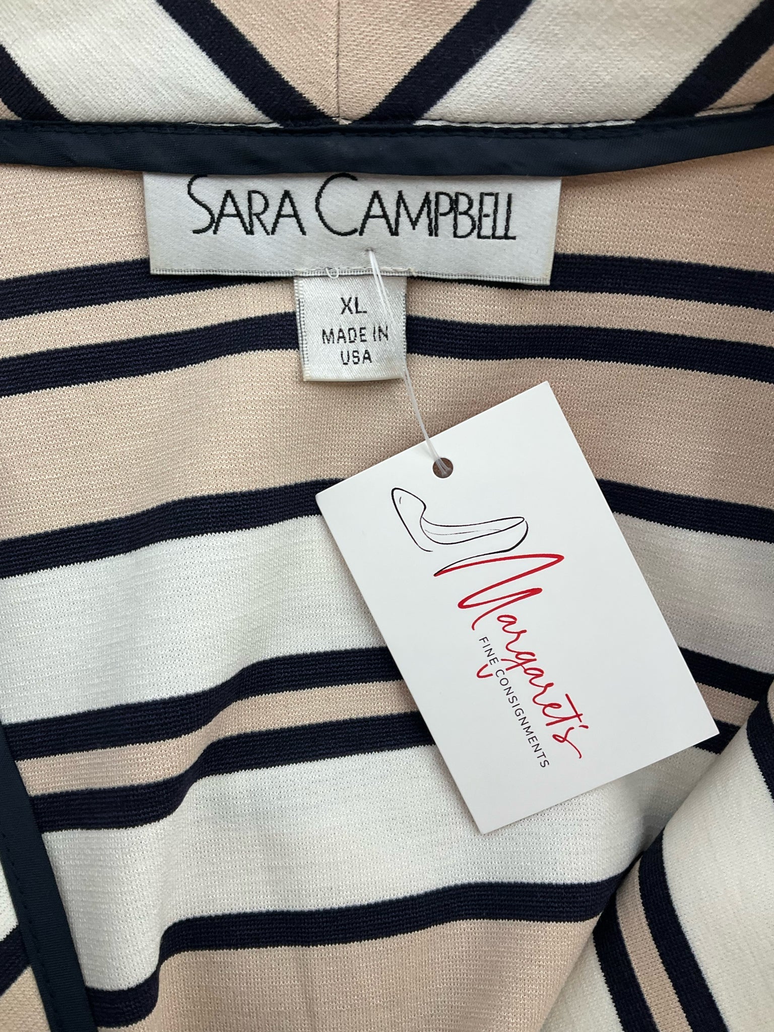 Sara Campbell Tan/Cream Stripe Pre-Owned Ladies Jacket - Size XL