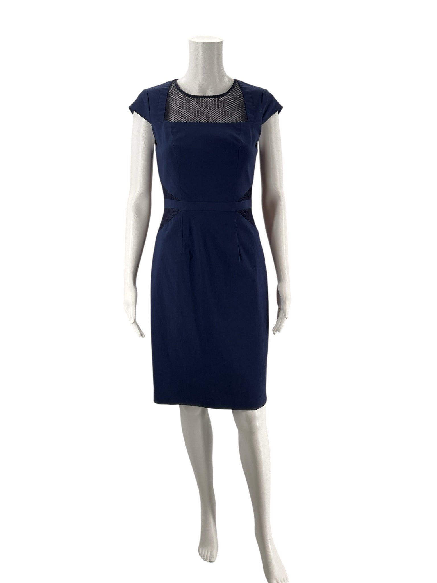 Black Navy Mesh Pre-Owned Ladies Dress - Size 2