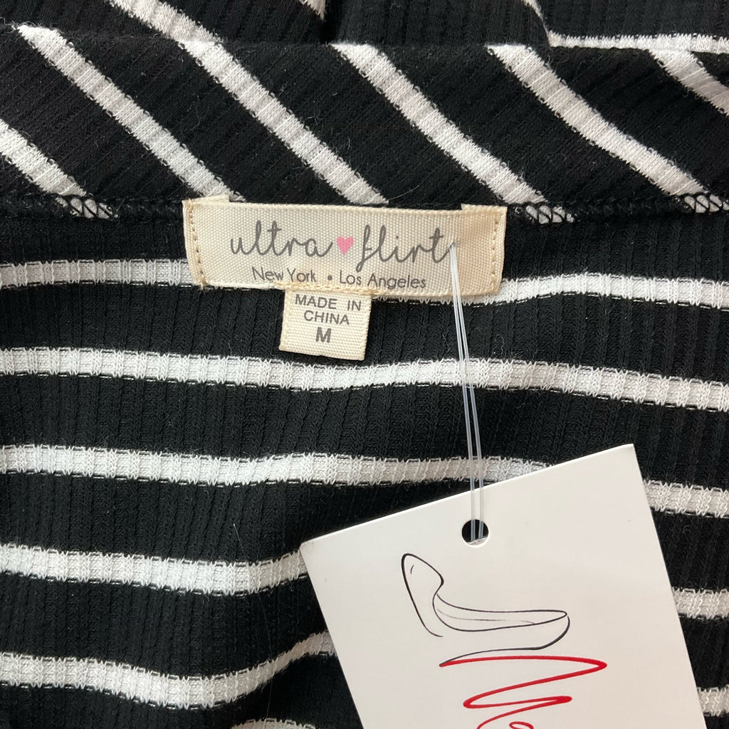 Ultra Flirt Black/White Striped Pre-Owned Ladies Dress -  Size Medium