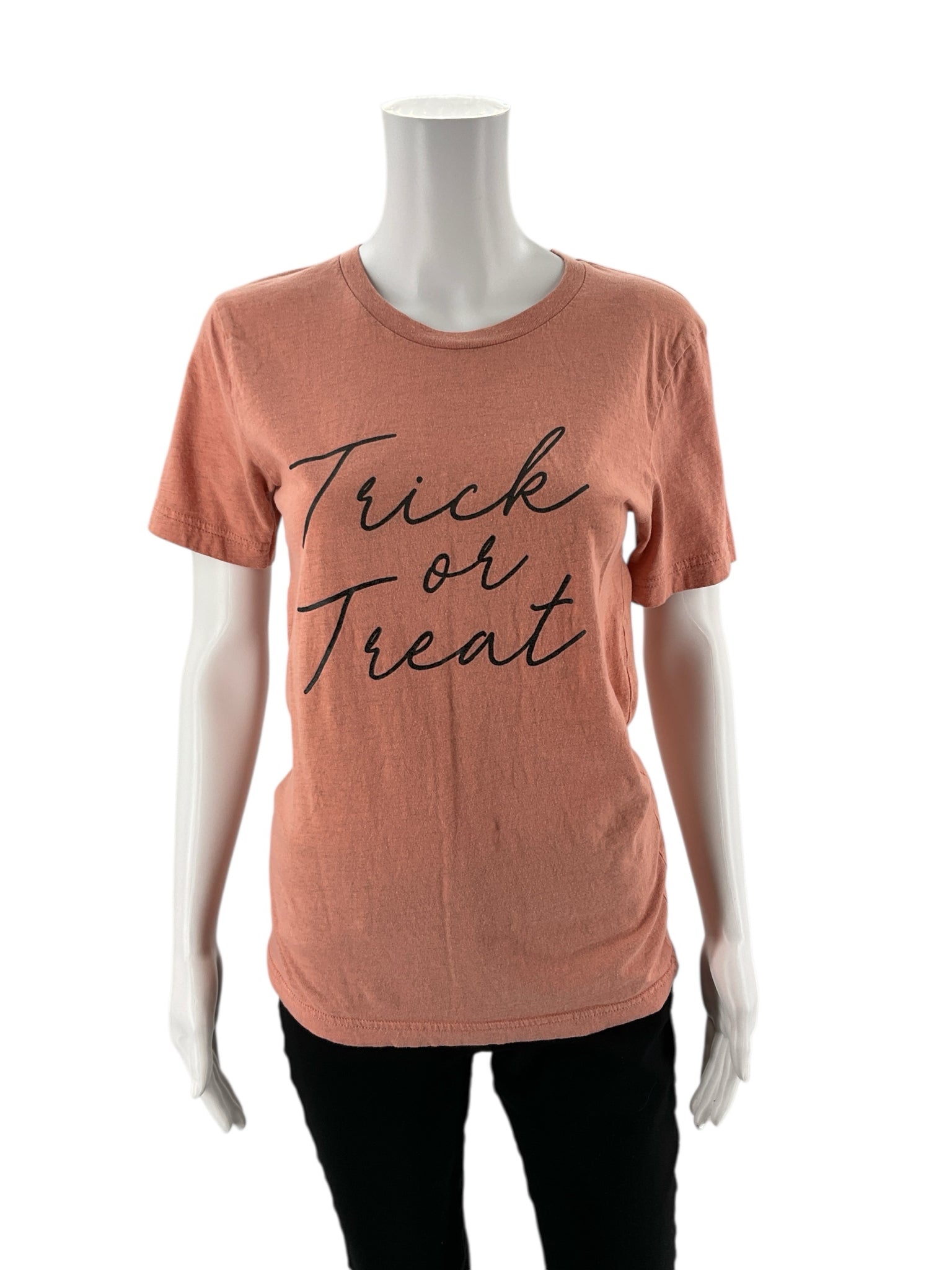 Canvas - Orange/Black Scripted Pre-Owned Ladies Casual Top - Size Small