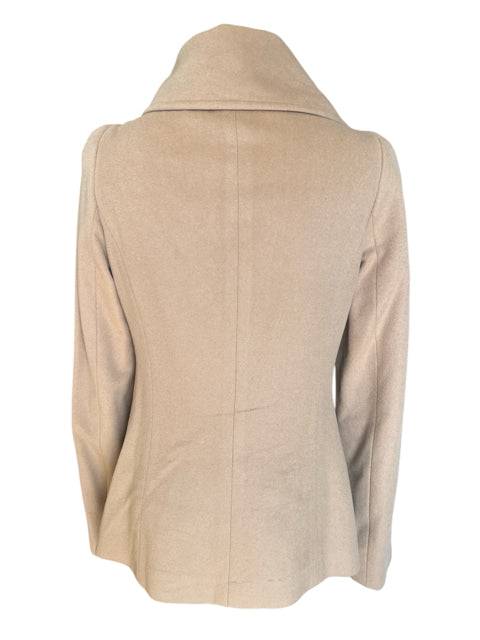 Back view of Pure Tan Solid Jacket Size 8 showing structured seams and smooth cashmere texture, listed under Margaret's Fine Consignments.