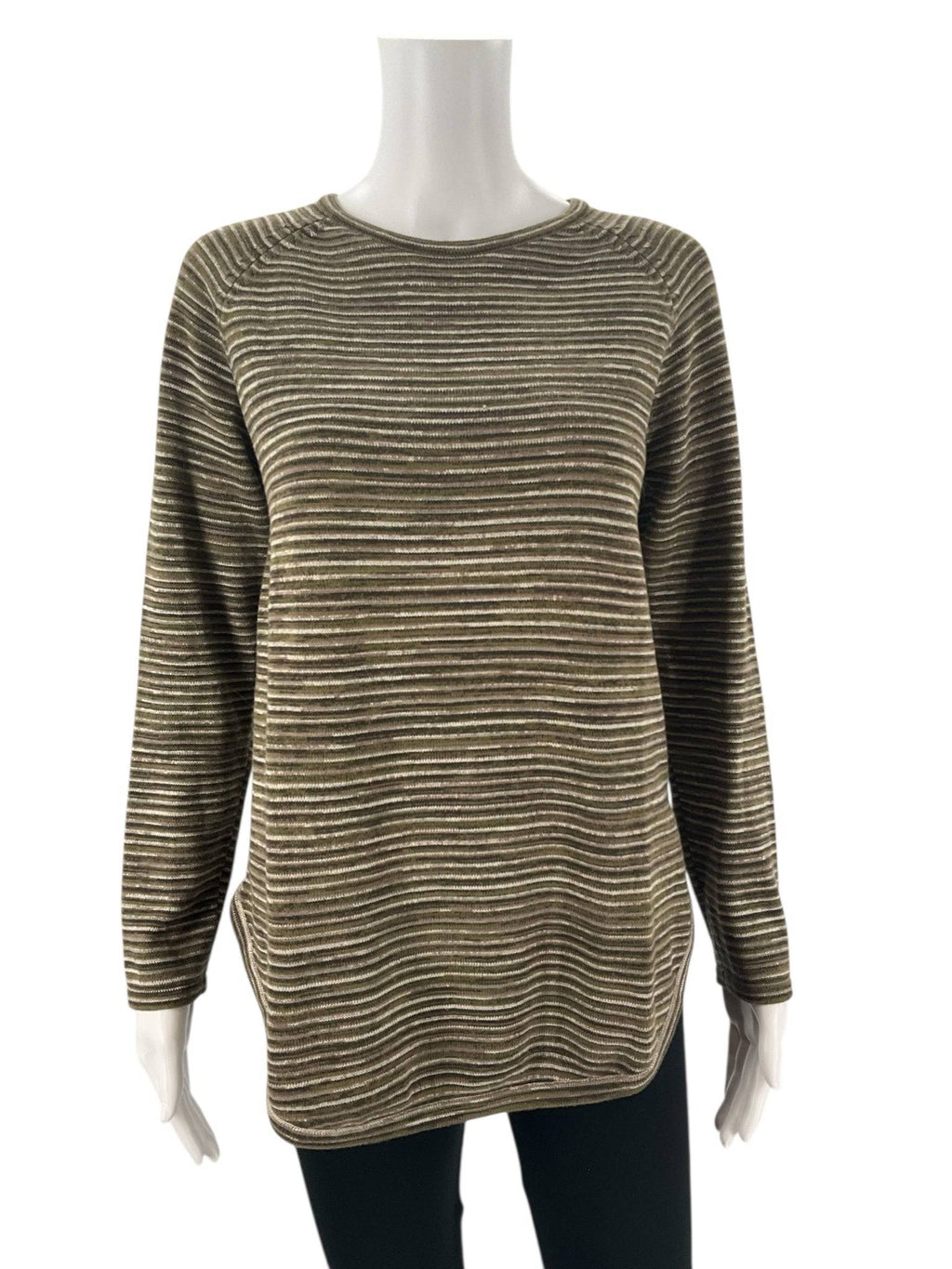 Eight Eight Eight Olive Stripe Top - Size Small - Margaret’s Fine Consignment