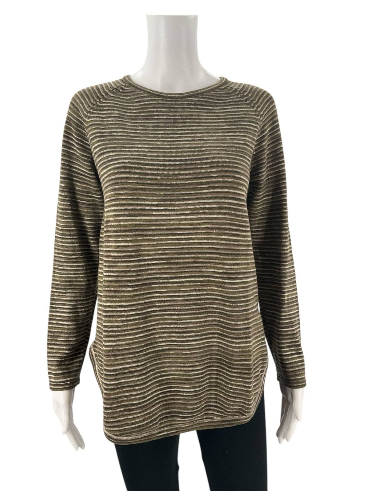 Eight Eight Eight Olive Stripe Top - Size Small - Margaret’s Fine Consignment