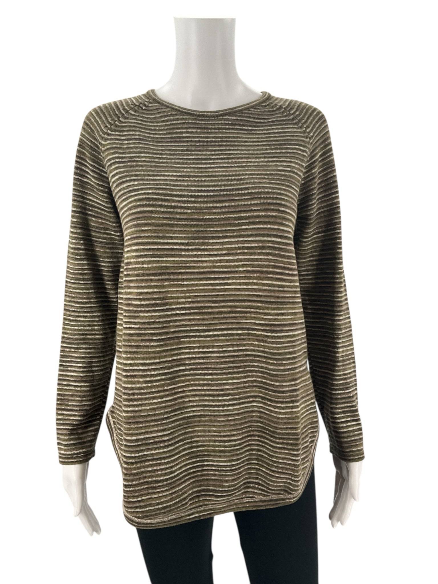 Eight Eight Eight Olive Stripe Top - Size Small - Margaret’s Fine Consignment