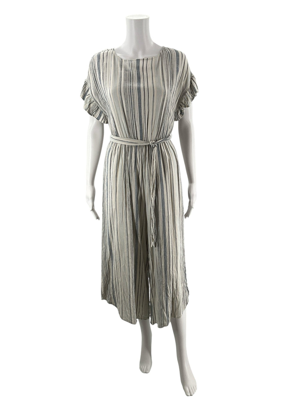 June & Hudson White/Blue Stripe Pre-Owned Ladies Jumpsuit - Size Small