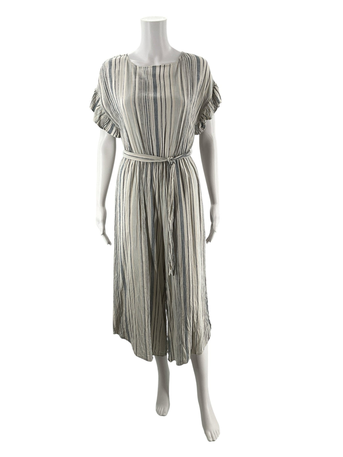June & Hudson White/Blue Stripe Pre-Owned Ladies Jumpsuit - Size Small