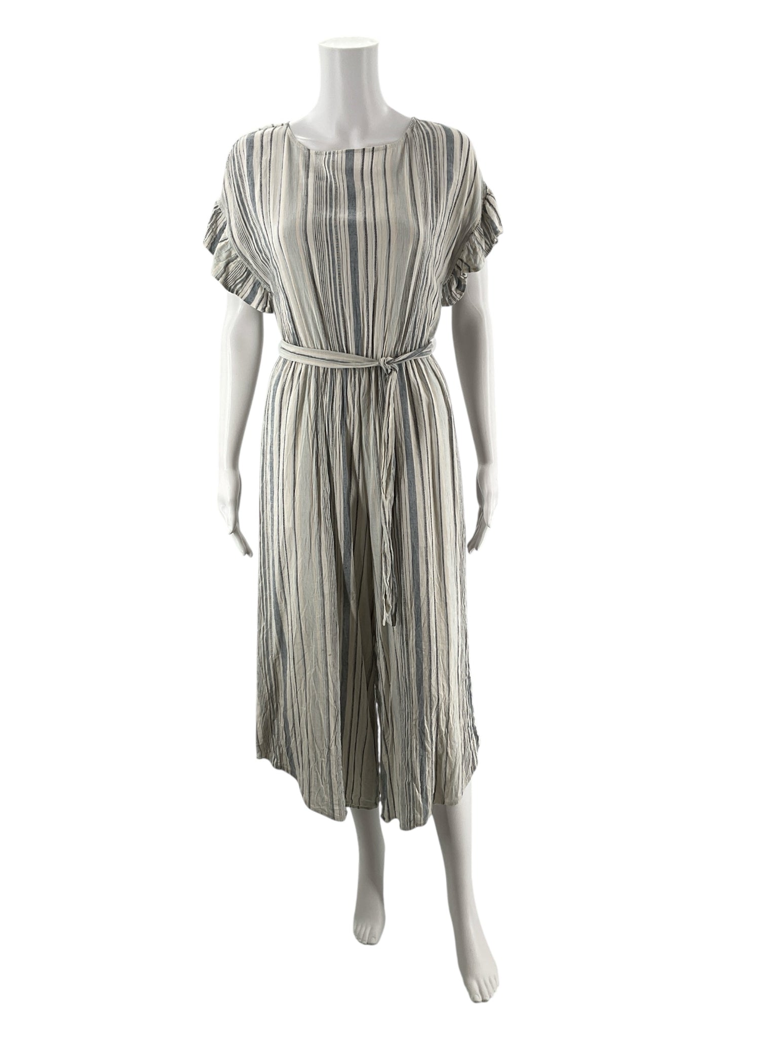 June & Hudson White/Blue Stripe Pre-Owned Ladies Jumpsuit - Size Small