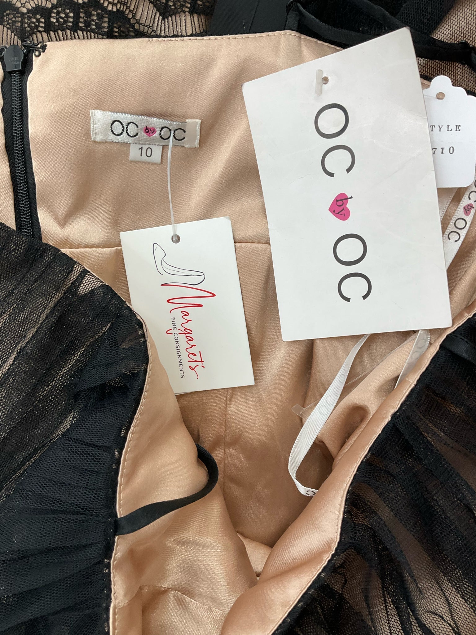 OC by OC Black/Tan Pre-Owned Ladies New With Tags Dress - Size 10