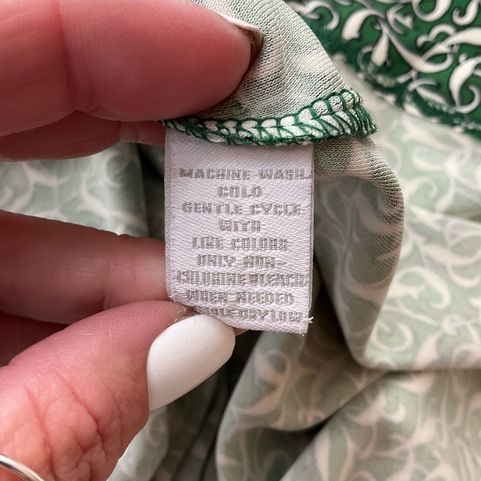 Charter Club Ivory/Green Print Pre-Owned Ladies Dress - Size 8